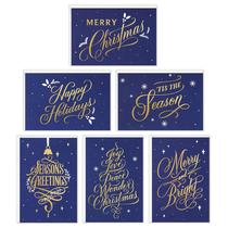 Cartões de Natal Hallmark Assortment Blue/Gold 72 cartões