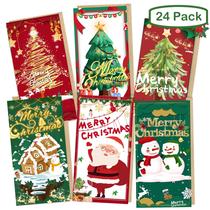 Cartões de Natal PINKEESEA com envelopes Kraft - 24 cartões com S