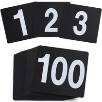 Cartões de número de mesa Toncoo 1-100 de plástico 3,5 x 3,5 polegadas, preto x 100