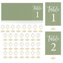 Cartões de números de mesa XUWAIDSGN 1-30 com suporte Sage Green Paper