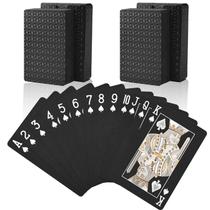 Cartões de pôquer pretos impermeáveis Joyoldelf, pacote com 2, 5,6 x 8,6 cm