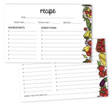 Cartões de Receita 10x15cm Dupla Face Estilo Moderno Tema Vegetais para Casamentos e Chás (50 Un.) - Inkdotpot