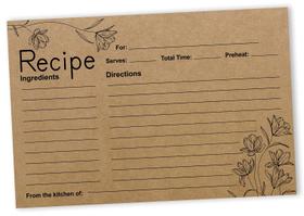 Cartões de Receita 15x10 cm Frente Única Floral Kraft para Casamento e Chá de Bebê - Pack 50 - Inkdotpot