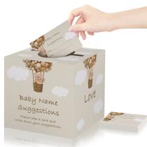 Cartões de sugestão de nomes de bebês com tema de balão Box Bear