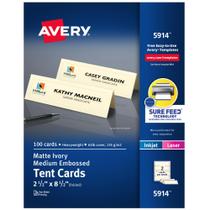 Cartões de tenda Avery 5914 Sure Feed 100 Ivory Laser/Inkjet