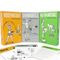 Cartões de Treino ELAORY com Exercícios de Peso Corporal, Halteres e Bola de Equilíbrio Cartões de Treino ELAORY com Exercícios de Peso Corporal, Halteres e Bola de Equilíbrio