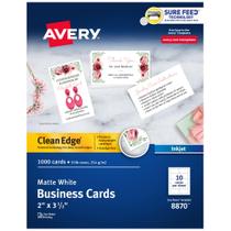 Cartões de visita Avery Clean Edge 2x3,5" 1000 Inkjet White Cartões de visita Avery Clean Edge 2x3,5" 1000 Inkjet White