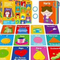 Cartões didáticos SpriteGru 51 unidades de espanhol cognitivo 7 em 1 com anéis