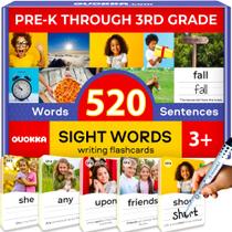 Cartões Flash Sight Words QUOKKA 520 para crianças e adultos