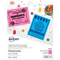 Cartões postais Avery Astrobrights 4,25 x 5,5" 176 g/m2 Laser/Inkjet 100