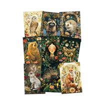 Cartões Postais De Animais Da Floresta Encantada Da Meia-Noite 12 Peças Cartões De Saudação Floral