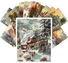 Cartões postais PIXILUV Vintage Winter Rural Life x24