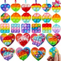 Cartões-Presente Dia dos Namorados com Chaveiros Pop Bubble - Kit com 28 Peças