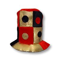 Cartola de Palhaço Dourado e Vermelho para Fantasias