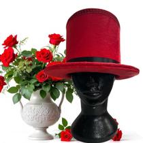 Cartola de Veludo Luxo Vermelha Elegância para Rituais e Decorações Cartola de Veludo Luxo Vermelha Elegância para Rituais e Decorações
