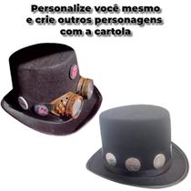 Cartola Preta com Faixa de Cetim Estruturada de Alta Qualidade pra Fantasia Halloween e Carnaval