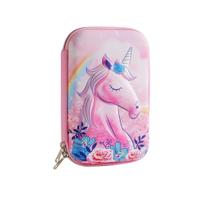 Cartoon EVA Pen Box for Children, Estojo de Unicórnio 3D Grande capacidade Armazenamento de lápis para escola primária
