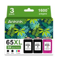 Cartucho de tinta Ankink 65XL 65 XL Black Color Combo, pacote com 3