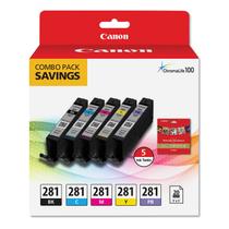 Cartucho de tinta Canon CLI-281 BKCMYPB 20 folhas 5x5 quadrados