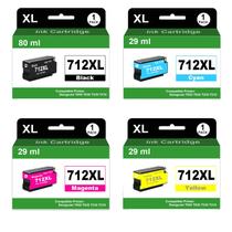 Cartucho de Tinta Derplin 712XL Kit com 4 Unidades para Impressoras DesignJet
