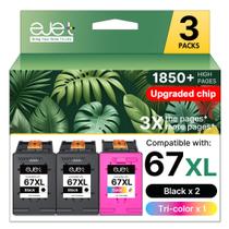 Cartucho de tinta ejet 67XL kit com 3 unidades preto e colorido Cartucho de tinta ejet 67XL kit com 3 unidades preto e colorido