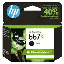 Cartucho de Tinta HP 667XL Preto - 3YM81AB