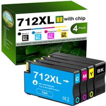 Cartucho de Tinta LEIGONG 712XL de Alto Rendimento, Kit com 4 Unidades para HP