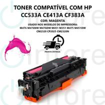 Cartucho de Toner CC533A CE413A CF383A Magenta Para M476 CM2320 CP2025 M451 M475 M375 Compatível