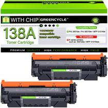 Cartucho de toner greencycle 138A W1380A preto, pacote com 2