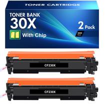 Cartucho de toner Toner Bank 30X CF230X preto de alto rendimento, pacote com 2