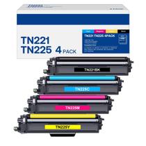 Cartucho de toner WEAREC TN221 TN225 de alto rendimento, pacote com 4, Brother Cartucho de toner WEAREC TN221 TN225 de alto rendimento, pacote com 4, Brother