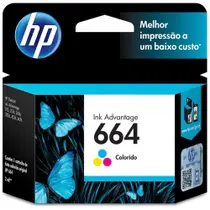 Cartucho F6V28AB 664 Colorido Original F6V28AB para HP Deskjet 2136/ 2676/ 3776/ 5076/5276 HP
