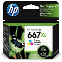 Cartucho HP 667XL Colorido Original (3YM80AL) Para HP Deskjet 2376, 2774, 2776, 6476