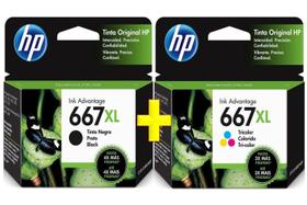 Cartucho hp 667xl kit com 1bk 1color 1275 2374 2375 2376 2774 2776 6476