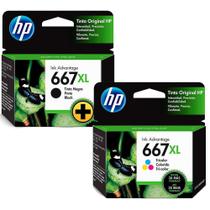 Cartucho HP 667XL Preto + Cartucho HP 667XL Colorido