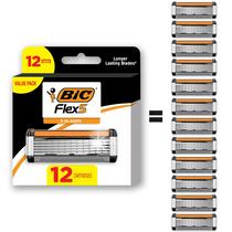 Cartuchos de barbear BIC Flex 5 recarregáveis para homens 12 unidades