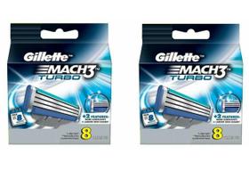 Cartuchos de recarga Gillette MACH3 Turbo 8 ct, pacote com 2