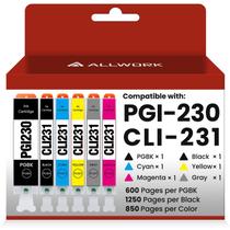 Cartuchos de tinta ALLWORK PGI-230 CLI-231, pacote com 6 cartuchos para Canon