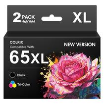 Cartuchos de Tinta COLRIX 65XL Preto e Tricolor, Kit com 2 Cartuchos de Tinta COLRIX 65XL Preto e Tricolor, Kit com 2