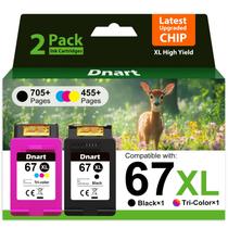 Cartuchos de Tinta DNART 67XL Preto e Tricolor, Kit com 2 Unidades