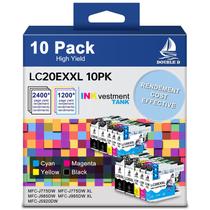 Cartuchos de tinta DOUBLE D LC20E compatíveis com o pacote Brother 10