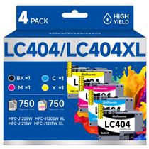 Cartuchos de Tinta GoFlowmo LC404 Compatíveis, Kit com 4 Unidades, Alto Rendimento