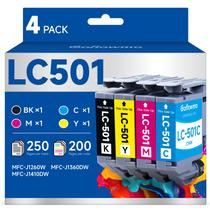Cartuchos de tinta GoFlowmo LC501 kit com 4 unidades preto, ciano e magenta