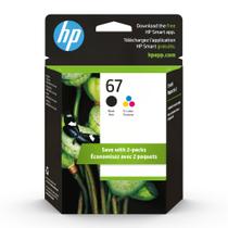 Cartuchos de tinta HP 67 preto/tricolor (pacote com 2) para DeskJet 1255