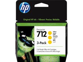 Cartuchos de tinta HP 712 amarelos 29 mL, pacote com 3, genuínos (3ED79A)