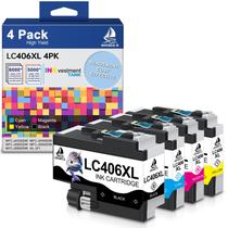 Cartuchos de Tinta LC406XL de Alta Capacidad DOUBLE D, Paquete de 4, Compatibles con Impresoras Brother MFC-J4335DW, MFC-J4535DW, MFC-J5855DW, MFC-J6555DW, MFC-J6955DW, Cartuchos de Tinta Inkjet XL de Alta Capacidad
