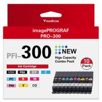 Cartuchos de Tinta PFI-300 - Cartuchos Compatíveis de Alta Capacidade PFI 300 para Impressora Canon ImagePROGRAF PRO-300, Pacote com 10 Unidades (MBK/PBK/C/M/Y/PM/PC/R/GY/CO) Cartuchos de Tinta PFI-300 - Cartuchos Compatíveis de Alta Capacidade PFI 300 para Impressora Canon ImagePROGRAF PRO-300, Pacote com 10 Unidades (MBK/PBK/C/M/Y/PM/PC/R/GY/CO)