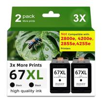Cartuchos de tinta Skyink 67XL Black, 2 pacotes de substituição para HP 67 Cartuchos de tinta Skyink 67XL Black, 2 pacotes de substituição para HP 67