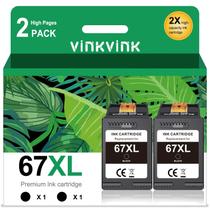 Cartuchos de tinta VINKVINK 67XL pretos de alto rendimento para impressora HP