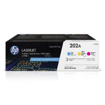 Cartuchos de toner HP 202A ciano, magenta, amarelo (pacote com 3)
